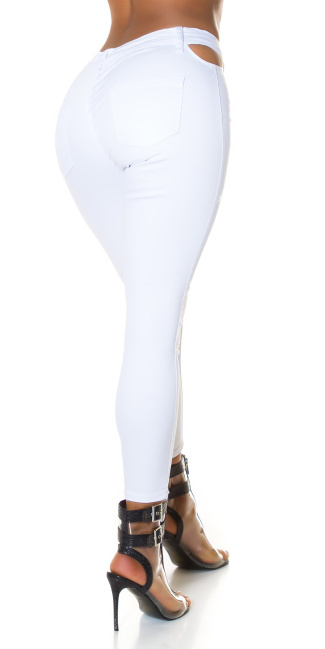 White Highwaist Jeans with cut-out White